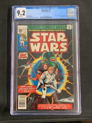Star Wars 1,  (1977),  Cgc 9.  2,  White Pages,  Marvel Comics,  1st Luke Skywalker