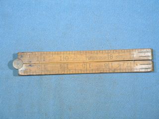 Vintage Upson Nut Co.  No.  68 Wood & Brass 24 " Folding Rule Made In Usa