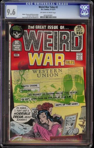 Weird War Tales 2 Cgc 9.  6 Ow/w (dc,  1971) 2nd Issue Of Series