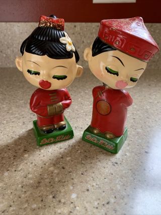 Vintage Boy And Girl Kiss Me Bobbleheads From Japan
