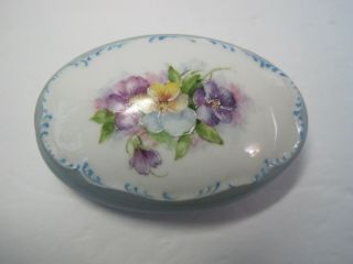 Miniature Limoges France Porcelain Floral Jewelry Hand Painted Oval Trinket Box