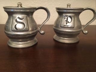 Vintage Antique Wilton Armetale Rwp Pewter Salt And Pepper Shakers Usa