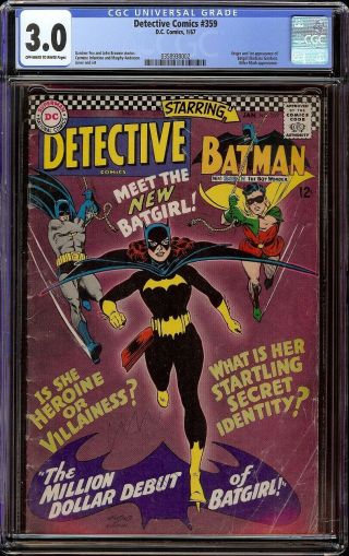 Detective Comics 359 Cgc 3.  0 Ow/w (dc 1967) 1st Appearance Of Bat Girl