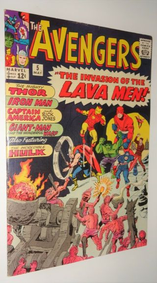 Avengers 5 Kirby Classic Hulk Lava Men Vf 8.  0 - 9.  0 1963
