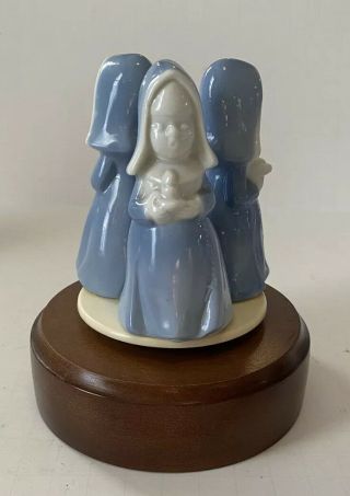 Inarco Japan Praying Porcelain Figurine3 Blue Nuns Music Box Sound Of Music 60 