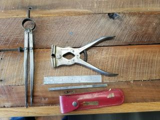 Starrett Adjustable - Jaw Cut Nipper,  Rule,  And Union Tool Co.  Caliper