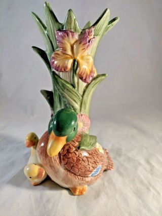Vintage Fitz And Floyd Classics Duck & Ducklings Iris Bud Vase