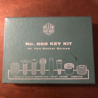 Complete Set Vintage Allen Head No.  668 Key Kit For Hex Socket Screws 15 Pc