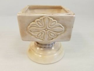 Vintage White Ceramic Pillar Candle Holder Carved 4 " Made In Japan Mid Century
