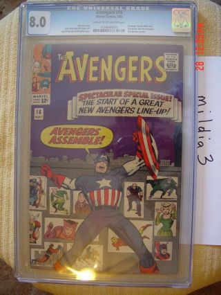 The Avengers 16 (may 1965) Cgc 8.  0 C/ow Pages Avengers Line - Up
