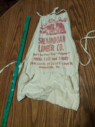 Vintage Cloth Oversized Nail Apron,  Shenandoah Lumber Co,  Valspar,  2 Pockets