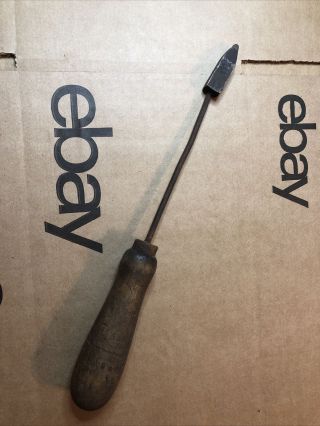 Vintage Soldering Iron; Wood Handle Tool 10.  5” Antique