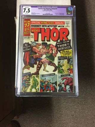 Journey Into Mystery Annual 1 Cgc 7.  5 Thor Vs Hercules
