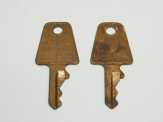 Vintage Set Of 2 Samsonite Shwayder Brothers Luggage Suitcase Brass Keys 94