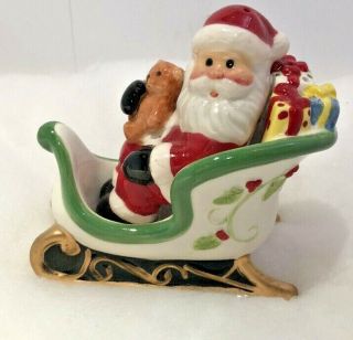 Hallmark Two Piece Santa On Sleigh With Gifts Salt Pepper Shakers