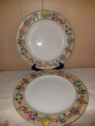 Two (2) Dinner Plates 11 " Sakura Garden Time 1994 At Home With Mary Engelbreit