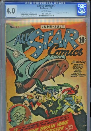 1943 Dc Comics Golden Age All Star Comics 17 Cgc 4.  0 Wonder Woman Sandman