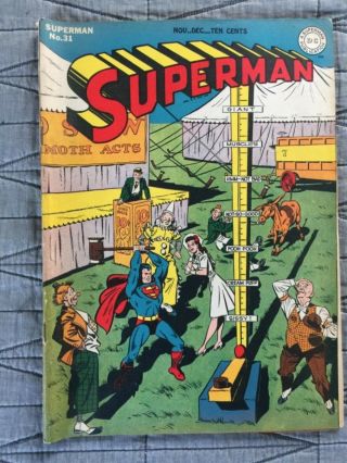 Rare 1944 Golden Age Superman 31 Classic Carnival Cover Complete