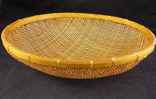 Vintage 1/2 Oval Wicker Rattan Fruit Basket Bowl 16 " X 13 " X 4 "