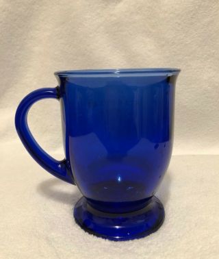 Starbucks 16 Oz Etched Cobalt Blue Glass Coffee Mug Cup Anchor Hocking Made Usa