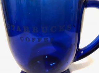 Starbucks 16 oz Etched Cobalt Blue Glass Coffee Mug Cup Anchor Hocking Made USA 2