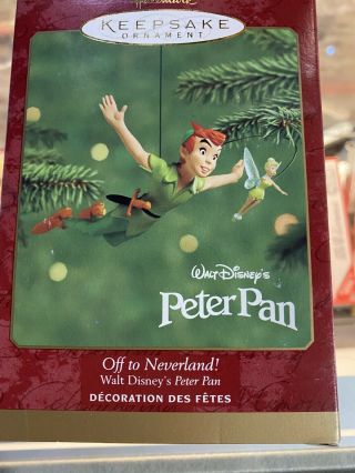 Hallmark Keepsake Ornament 2000 Disney Off To Neverland Peter Pan Tinkerbell Euc