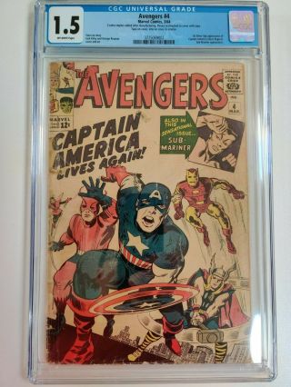 Avengers 4 Cgc 1.  5 1st Silver Age Captain America
