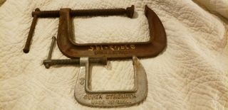 2 Vintage C Clamps Brinks & Cotton 6 Inch 146 & 3 Inch U.  S.  A.