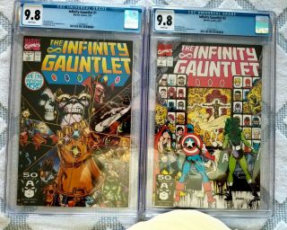 Marvel Infinity Gauntlet set ' s 1 2 3 4 5 6 all CGC 9.  8 with white pages 2