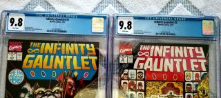 Marvel Infinity Gauntlet set ' s 1 2 3 4 5 6 all CGC 9.  8 with white pages 3