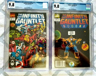 Marvel Infinity Gauntlet set ' s 1 2 3 4 5 6 all CGC 9.  8 with white pages 6