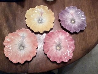 Set Of 4 Fitz & Floyd April Flowers Pansy Plates.