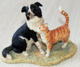 Border Fine Arts Collie Dog Cat Just About Friends Jh87 Anne Wall 1993 Figurine