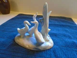 Nao Lladro Porcelain Figurine " Three Geese/ Ducks In Reeds " Retired