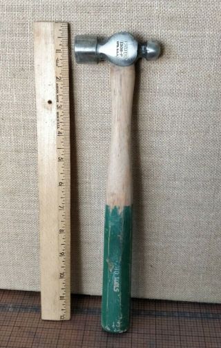 Vintage - - Proto Professional 1308 P 8oz Ball Peen Hammer Green Wood Handle