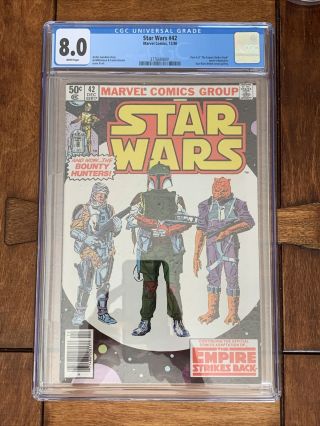 Star Wars 42 Cgc 8.  0 Newsstand Boba Fett 1st Appearance Mandalorian White Pages