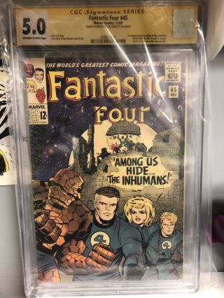 Fantastic Four 45 (1965,  Marvel) 1st Inhumans,  Cgc Signed,  Sketch By Sinnott