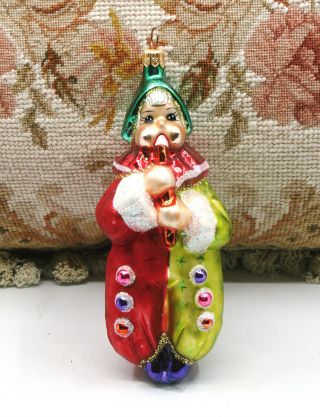 Christopher Radko Clown Jester Playing Flute Christmas Tree Holiday Ornament
