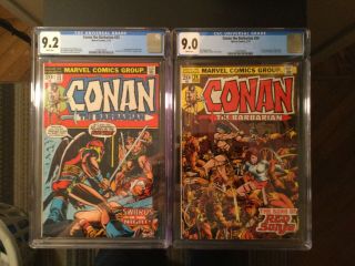 Conan The Barbarian 23 (cgc 9.  2) & 24 (cgc 9.  0) Both White Pgs 1st Red Sonja
