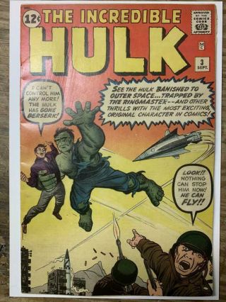 Incredible Hulk 3/silver Age Marvel Comic Book/origin Re - Told/fn Restored