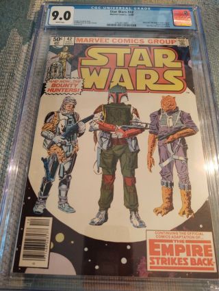 Star Wars 42 Cgc 9.  0 Newsstand Boba Fett 1st Appearance Mandalorian White Pages