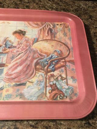 Vintage Painted Tv Tray Girl With A Doll House 3