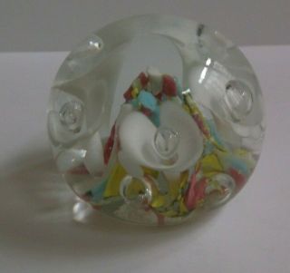 Vintage Joe St.  Clair Paperweight White Trumpet Flowers Signed 10