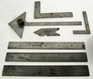 Vintage Machinist Tools Rulers,  L.  S.  S.  Co Starrett Bates Mfg Brown & Sharpe,