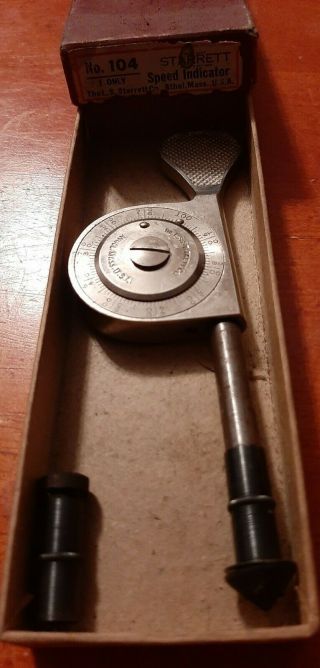 Vintage L S Starrett No.  104 High Speed Rpm Indicator With 2 Tips