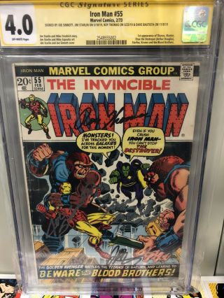 Iron Man 55 (feb 1973,  Marvel) 1st Thanos,  Drax,  Cgc Signed X4 Starlin/sinnott