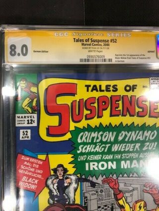 Tales of Suspense 52 CGC SS 8.  0 German 1st Black Widow Signed Stan Lee 2