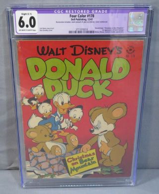 Four Color 178 (uncle Scrooge 1st Appearance) Cgc 6.  0 Fn Dell 1947 Donald Duck