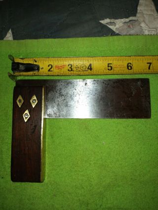 Vintage 6 Inch Wood And Brass Square Marples 6 " Gorgeous Brass.