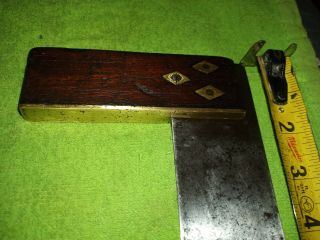 Vintage 6 Inch Wood And Brass Square Marples 6 
